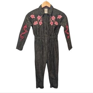 Disney Mulan Embroidered Floral Jumpsuit Romper Size  9/10